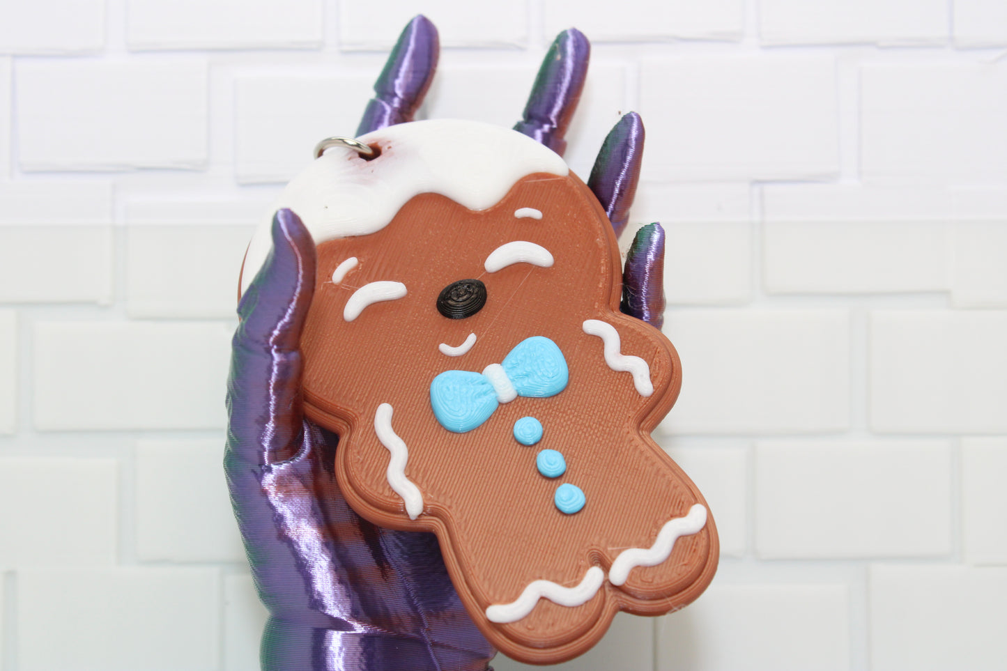 Cheerful Gingerbread Man Keychain